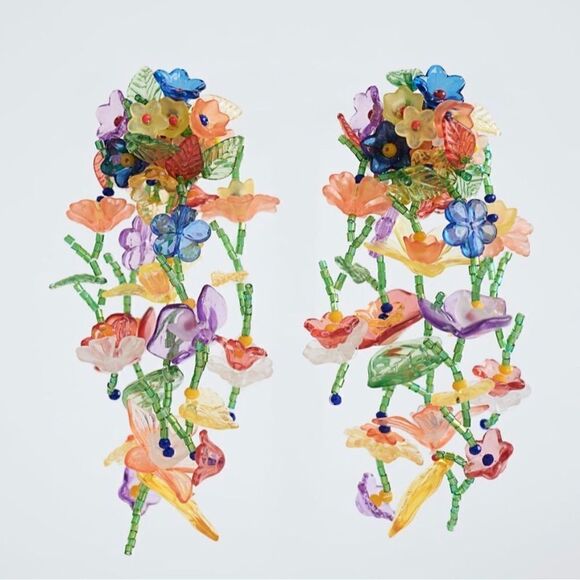 Zara multicolor flower drop earrings N318 - Picture 1 of 5